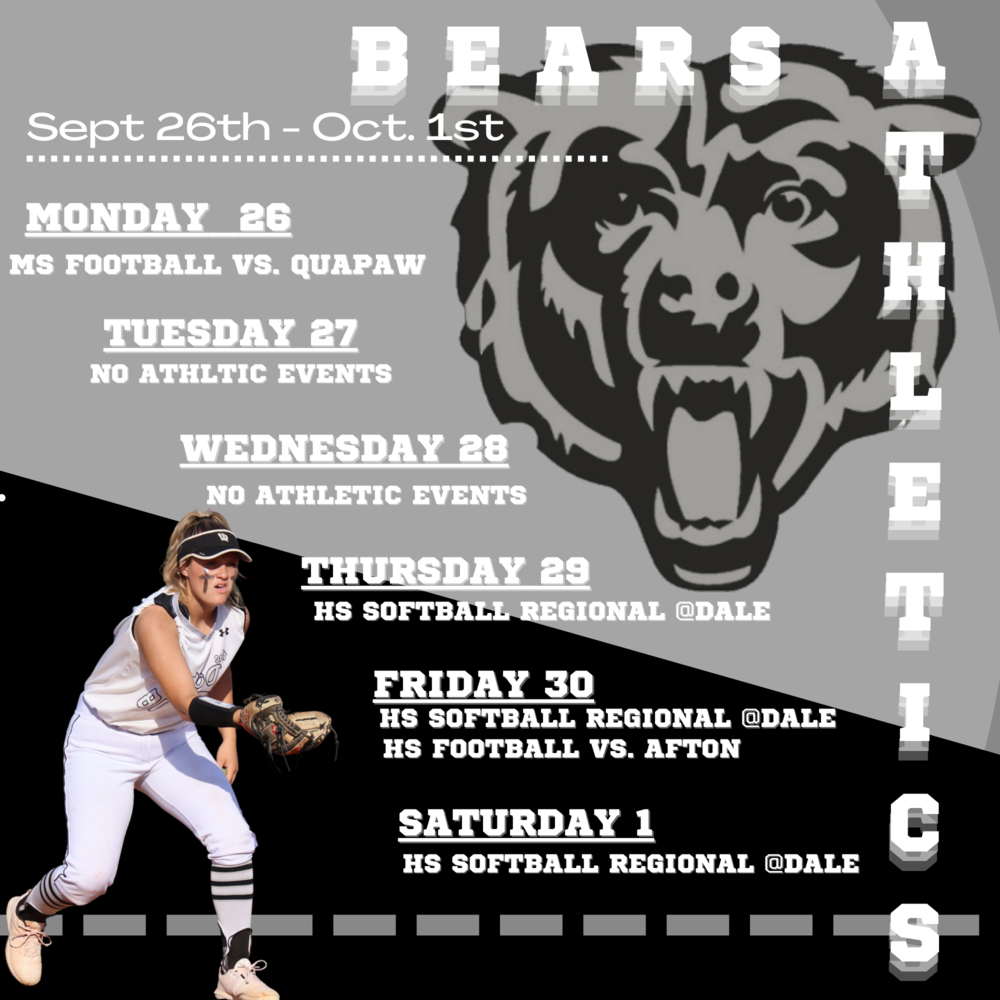 Athletic Schedule: September 26th-October 1st