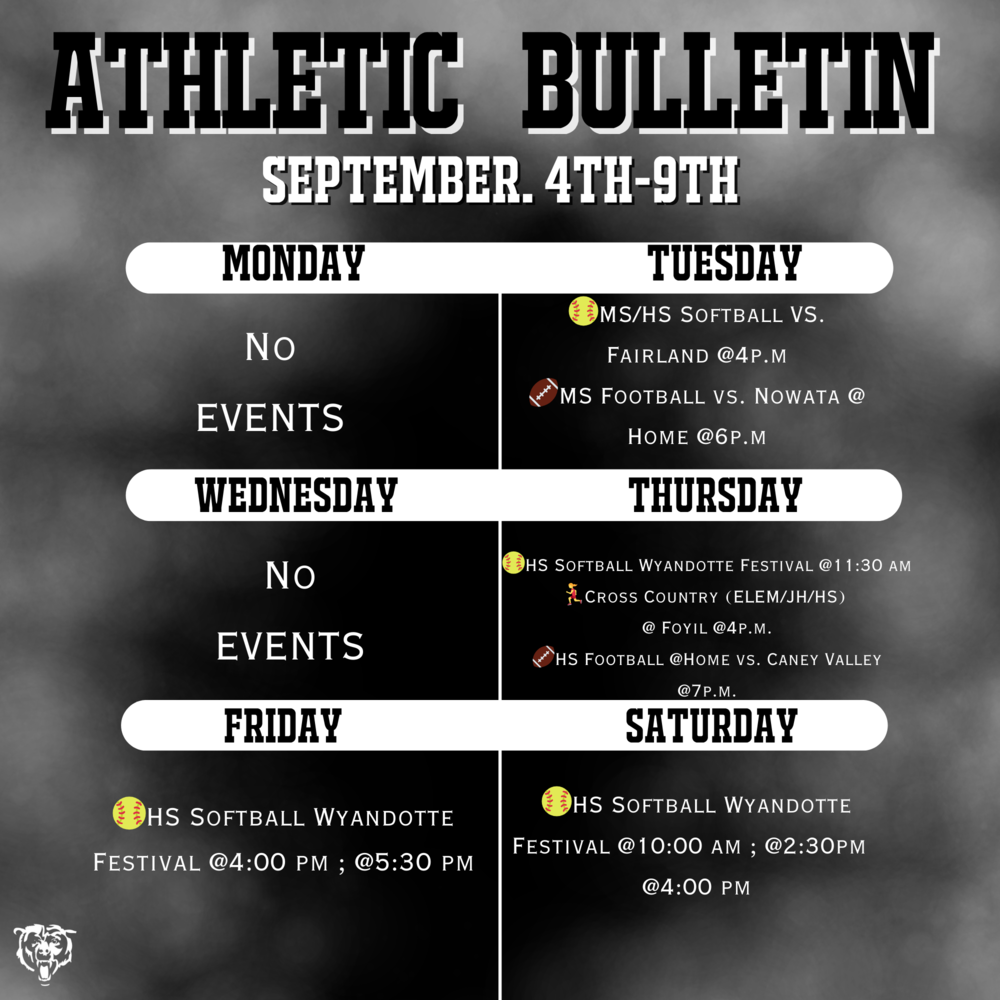 Athletics Weekly Schedule 