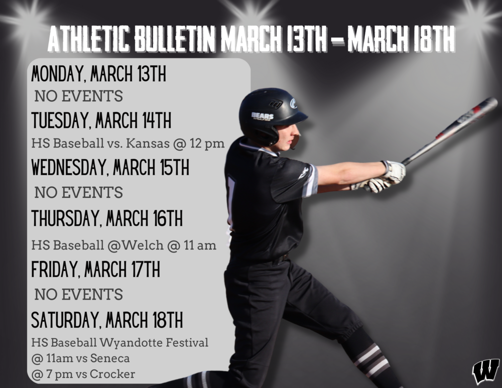 Weekly Athletic Schedule: March 13th - March 18th