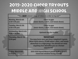 2019-2020 Cheer Tryouts